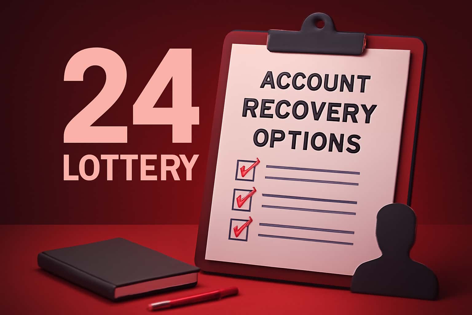 A visual representation of account recovery options for 24 Lottery, featuring clear text.
