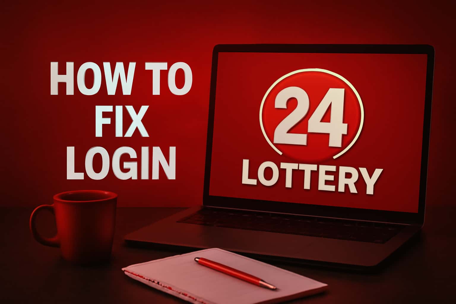 Visual representation of troubleshooting login issues for 24 Lottery.