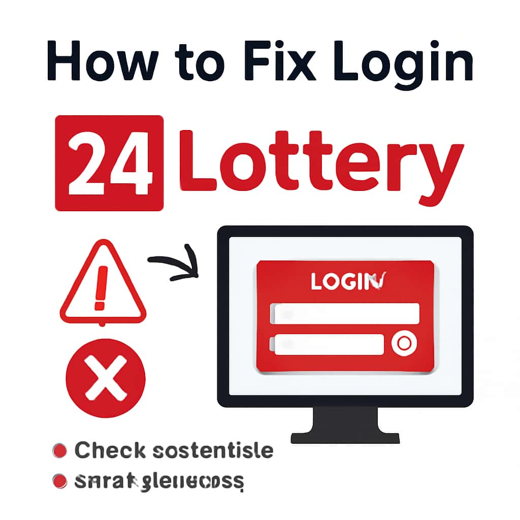 Illustration of the process to fix login for 24 Lottery.
