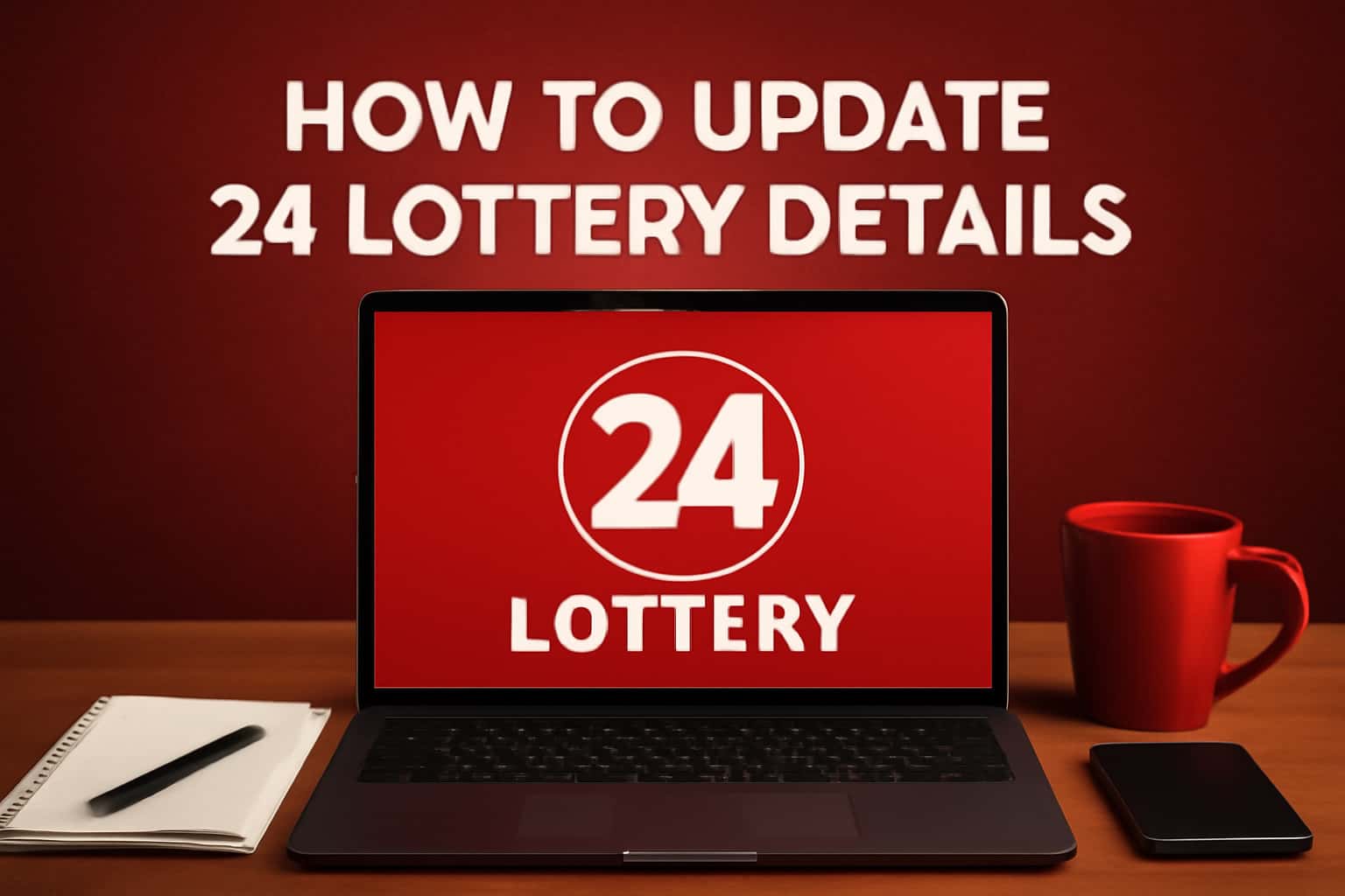 An informative scene illustrating the process of updating 24 Lottery account details.