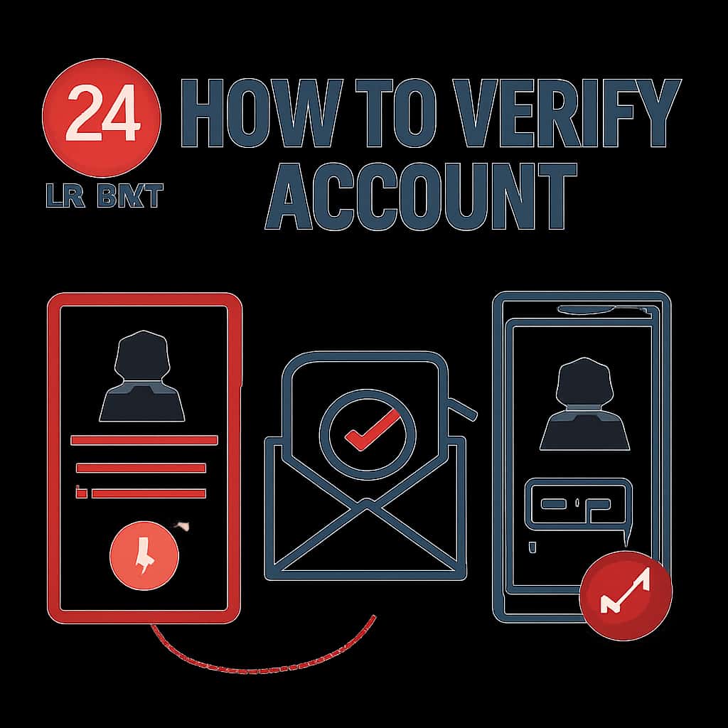 Diagram illustrating the steps for verifying a 24 Lottery account.
