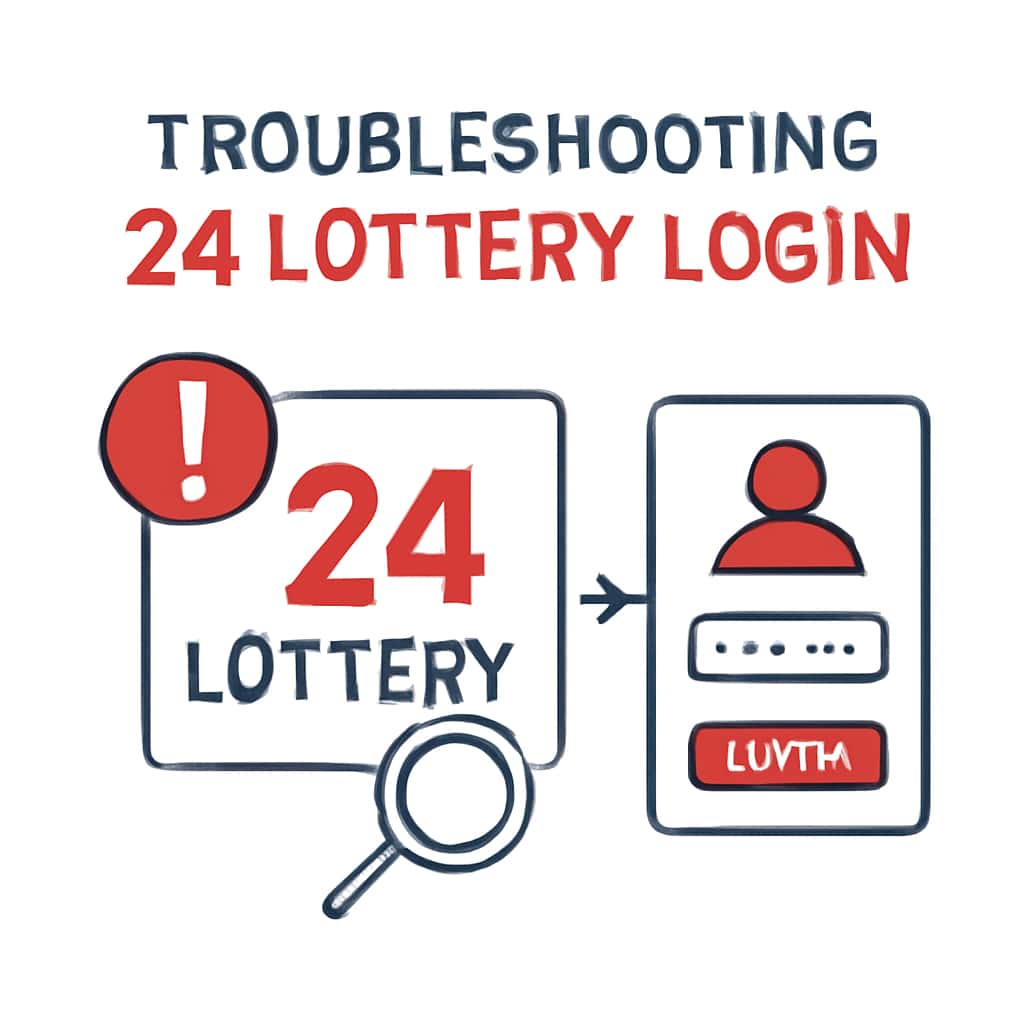 Illustration of troubleshooting login issues for 24 Lottery.